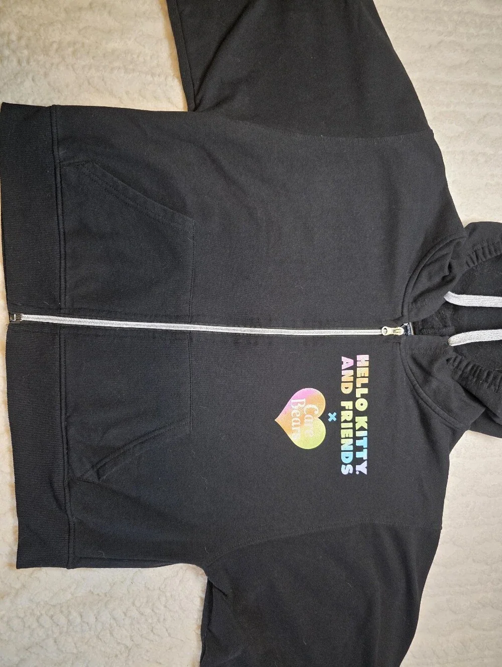 Hello Kitty & Friends Black Zip Hoodie with Rainbow Care Bears Print - Picture 9 of 9